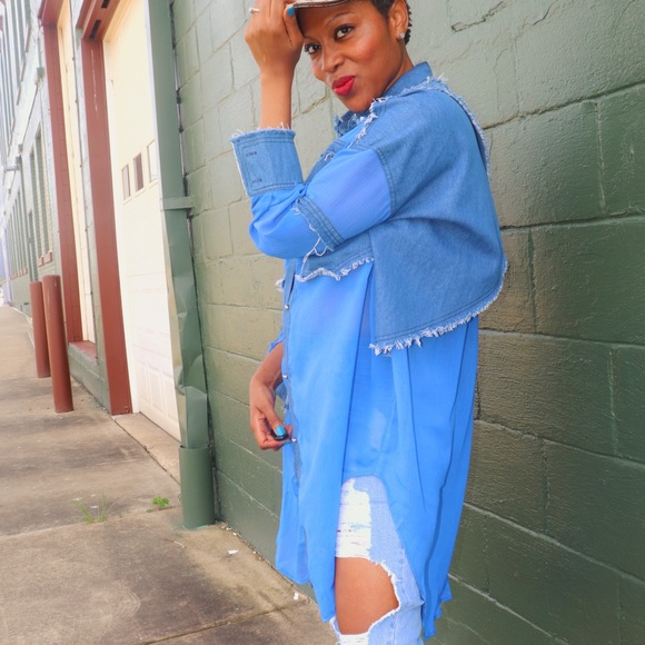 Denim oversized tailored shirt - Picture 5 of 6